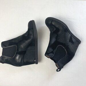 Stuart Weitzman Distressed Black Suede Wedge Booties - Size 7